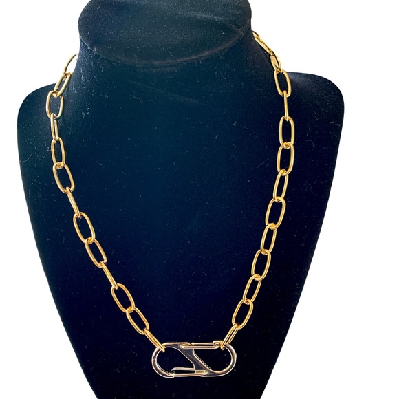 Gold- Silver Carabiner Pendant Necklaces. Two -Tone Chair Link - Picture 3 of 3